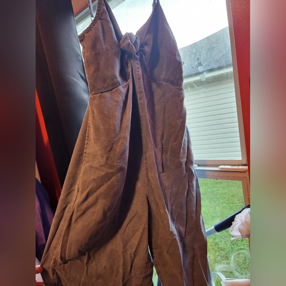 Jean rompers with re-tieable bow In front